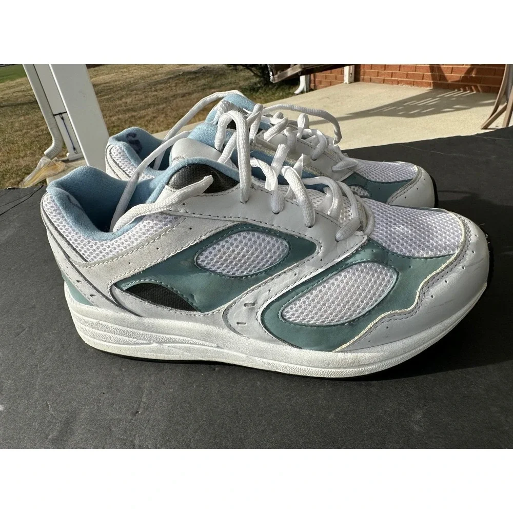 Drew Women's Walking Shoes‎ White Blue Mesh Leather Athletic Sneakers size 8W